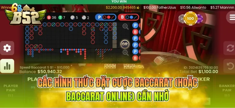 Các hình thức đặt cược Baccarat (hoặc Baccarat Online) cần nhớ