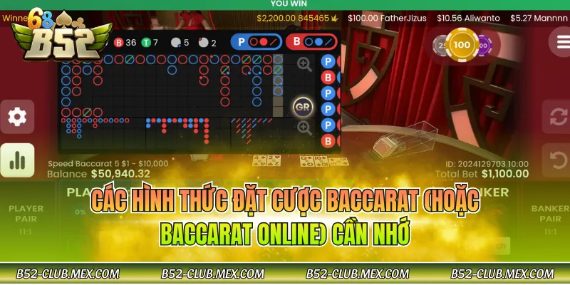 Các hình thức đặt cược Baccarat (hoặc Baccarat Online) cần nhớ