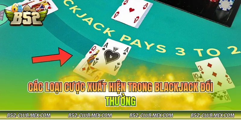 Các loại cược xuất hiện trong Blackjack đổi thưởng